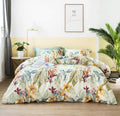 Susybao Flower Duvet Cover King 100% Egyptian Cotton Yellow Floral Duvet Cover 3 Pieces Set 1 Garden Style Burgundy Botanical Du