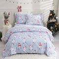 Jsd Blue Snowman Kids Comforter Set Twin Size, 2 Pc Christmas Winter Printed Microfiber Bedding Set