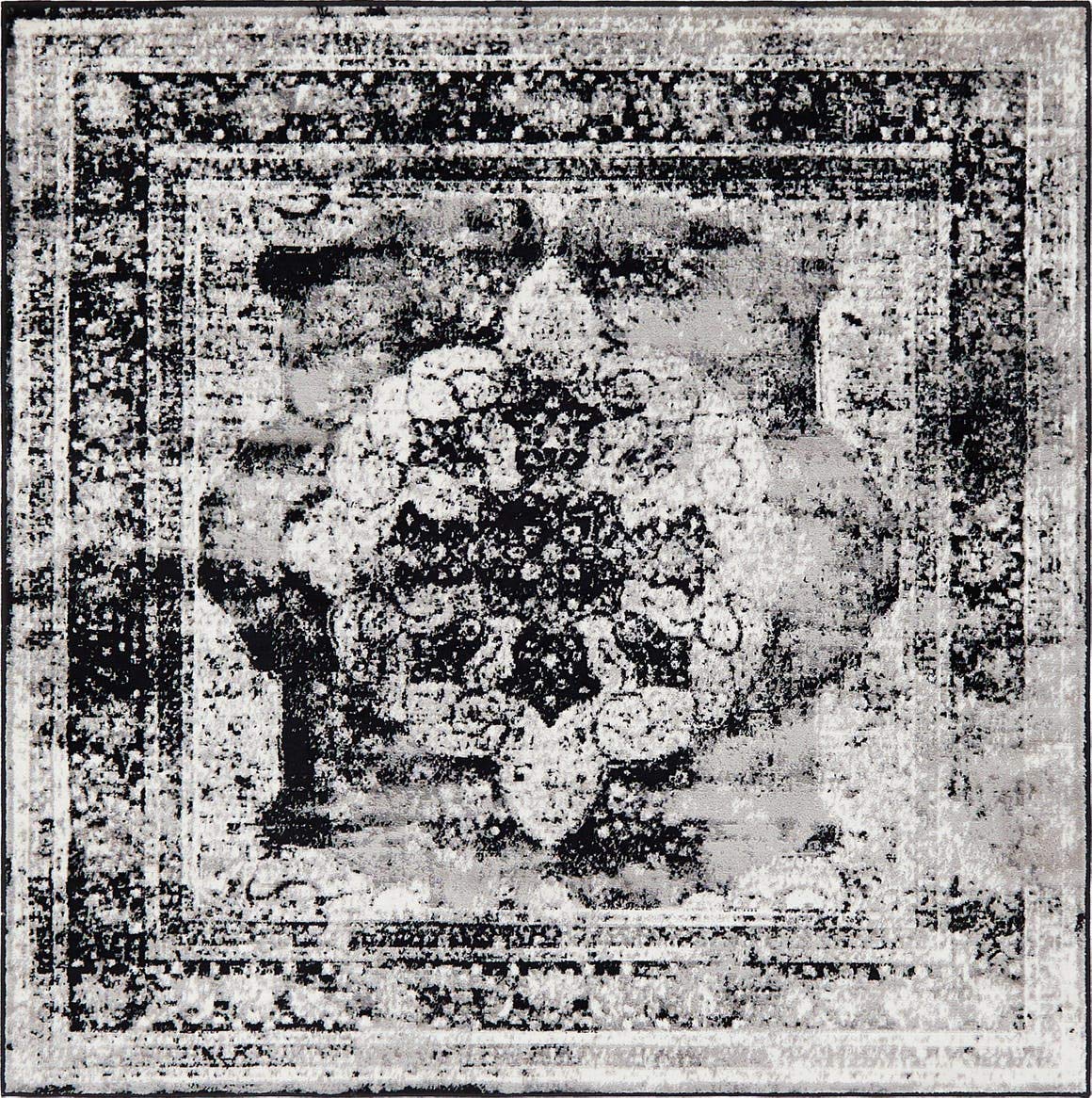 Unique Loom Sofia Collection Area Rug - Salle Garnier (7 10 Square, Black/ Ivory)