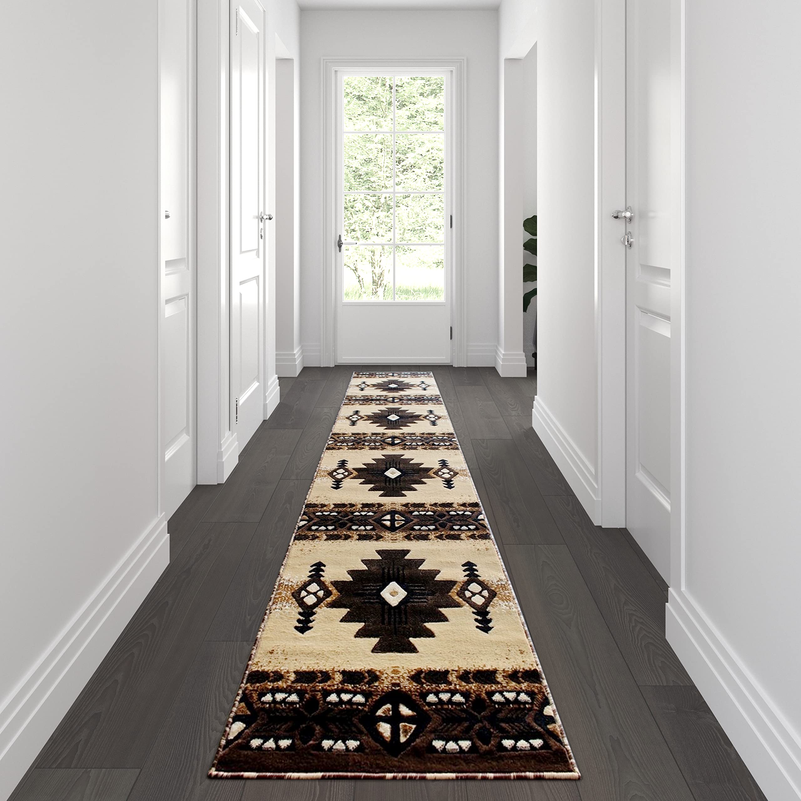 Flash Furniture Mohave Traditional Southwestern Style Area Rug - Rustic Brown Accent Rug - 2' X 10' - Olefin Fibers With Jute Backing