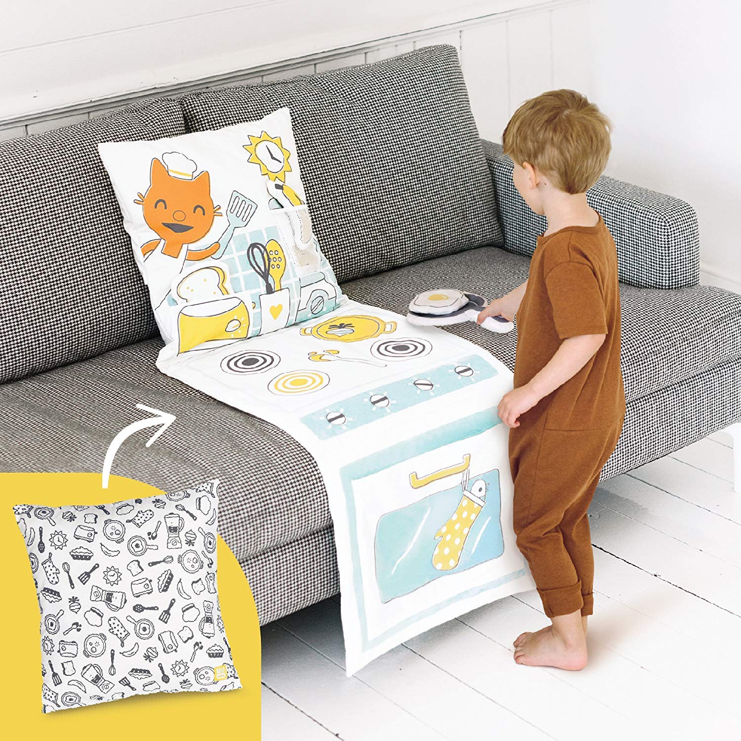 Sago Mini , 2-In-1 Fold Up Pillow Playset, Jinjas Kitchen With Plush Accessories For Toddlers, Multicolor