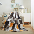 Tache Orange Plaid Blanket Fall Orange Farmhouse Super Soft Micro Fleece Plaid Patchwork Plush Lightweight Dual-Sided Decorative
