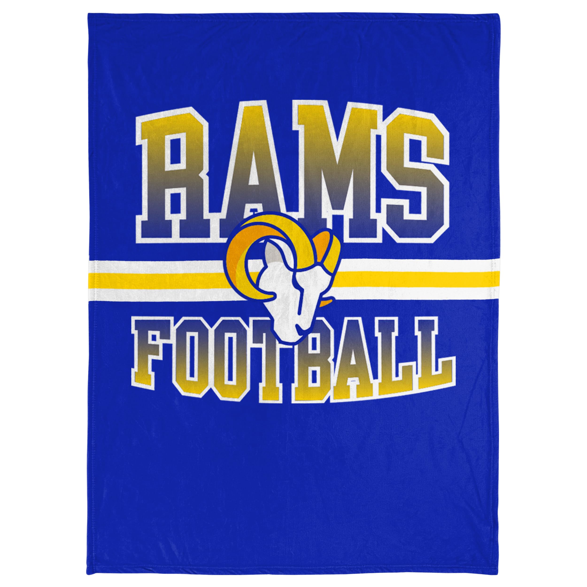 Foco Nfl Micro Raschel Plush Throw Blanket, Stripe Logo 45 X 60, Los Angeles Rams