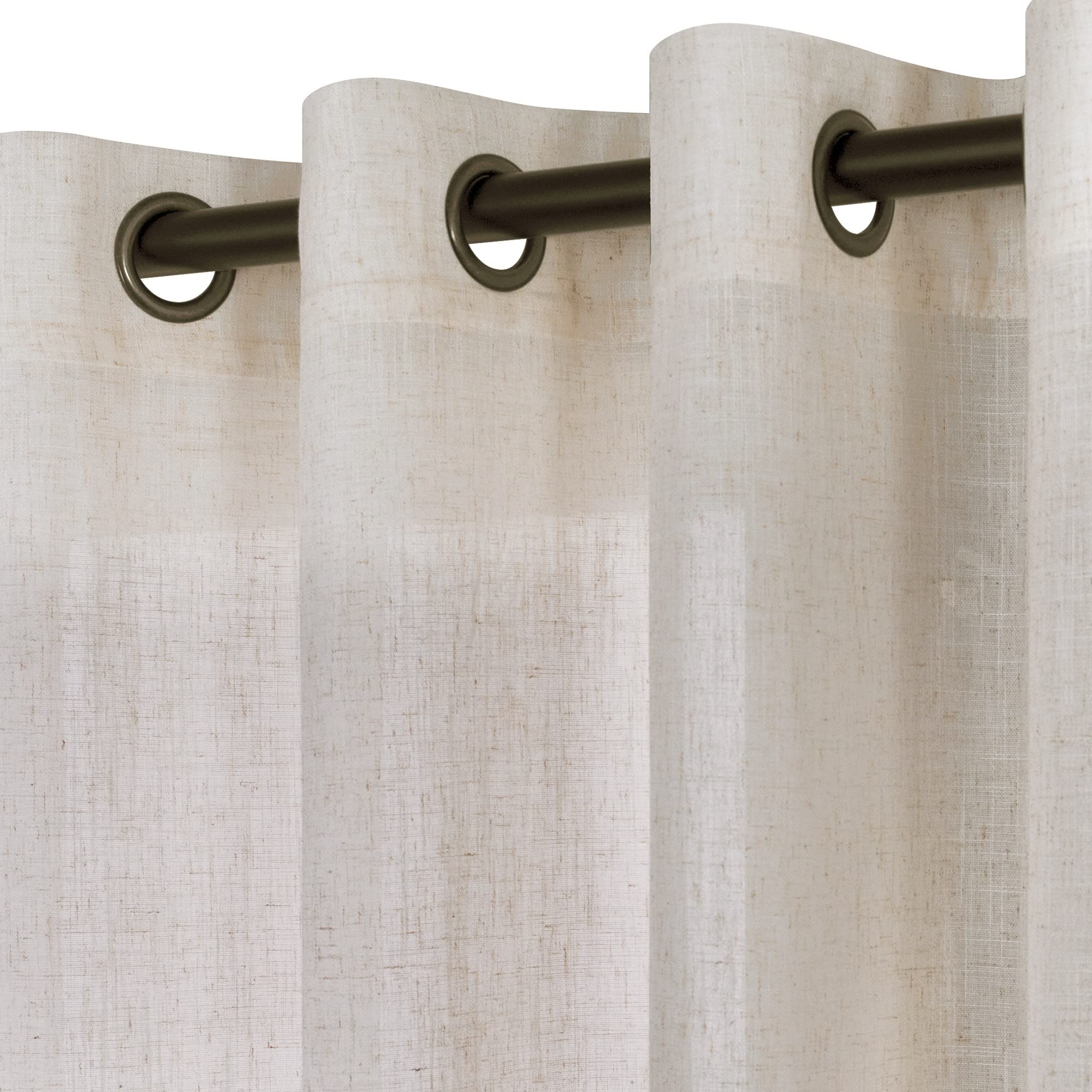 Linen Bronze Grommet Linen Blend Sheer Curtains 52X72 Inches Long