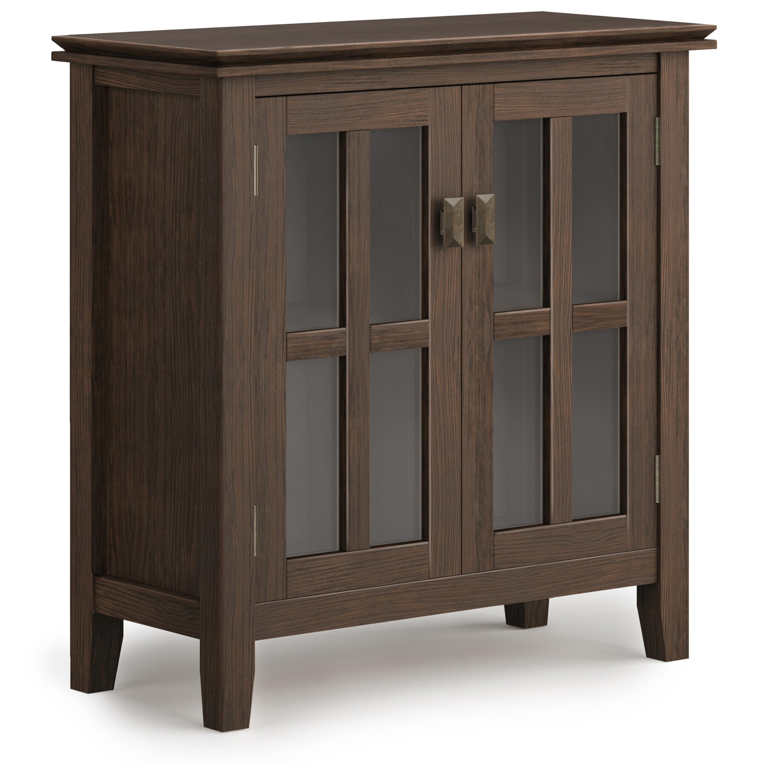 SIMPLIHOME Artisan SOLID WOOD 30 Inch Wide Contemporary Low Storage Cabinet in Farmhouse Brown, For the Living Room, Entryway an