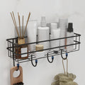 Axilla Self Adhesive Bathroom Shelf Without Drill | GI Steel Wall Mounted Bathroom Organizer Rack with Hooks | Rustproof Powder