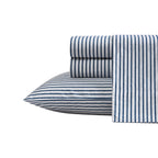 Nautica- King Sheet Set, Cotton Percale Bedding Set, Crisp & Cool, Lightweight & Breathable (Harmead Navy, King)