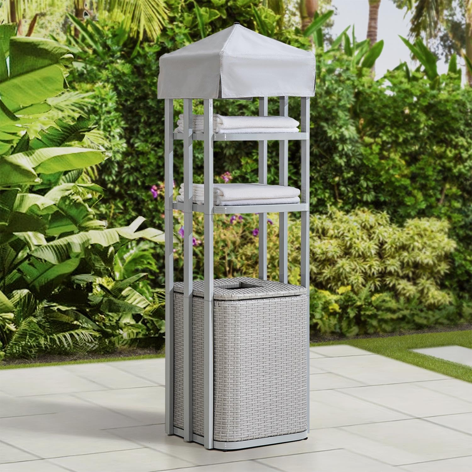Sunjoy Pickford Pool Towel Valet Tower grey