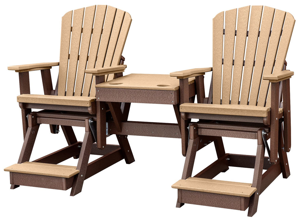 American Furniture Classics Balcony Height Table Double Glider, Cedar & Tudor Brown