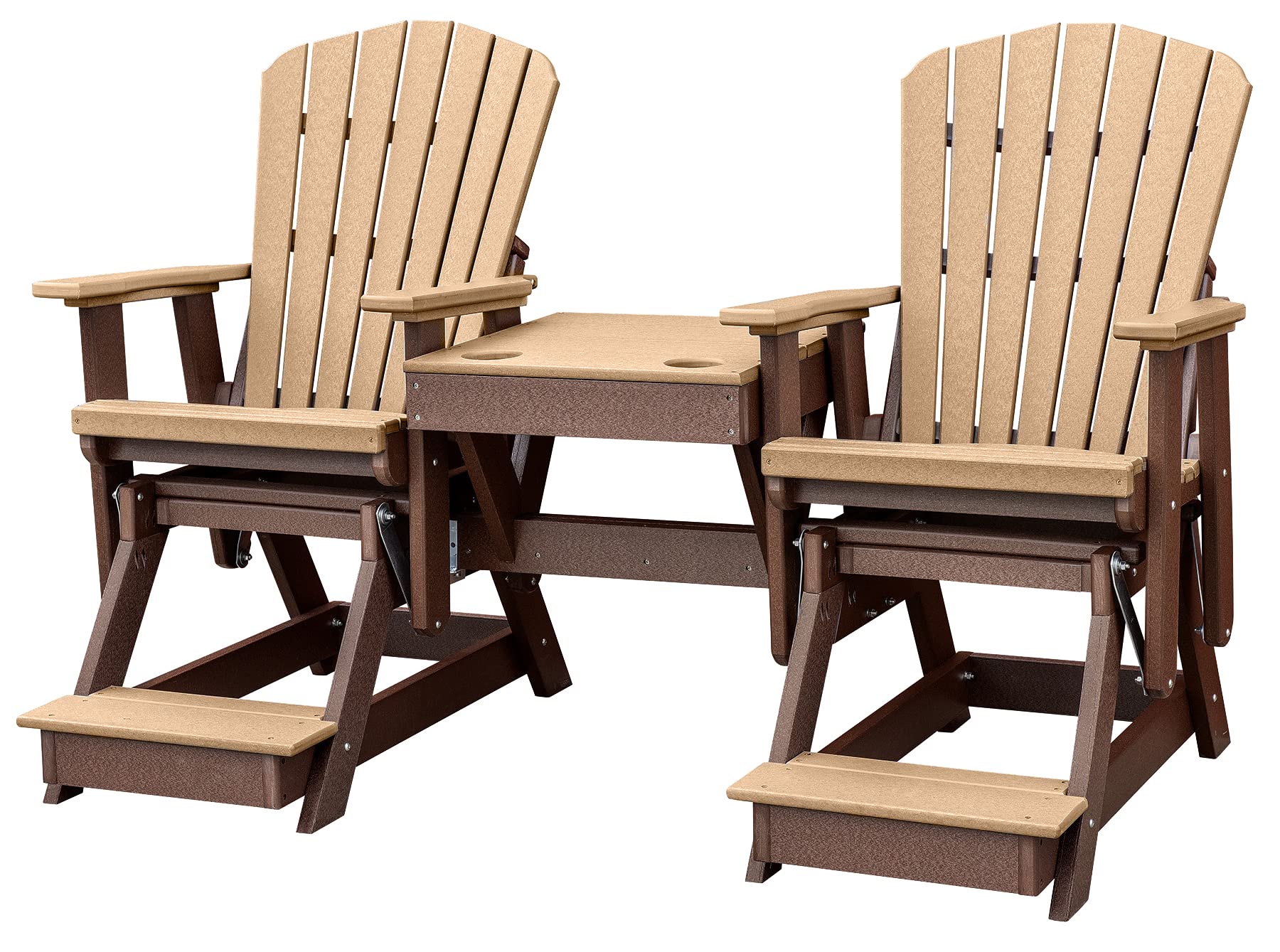 American Furniture Classics Balcony Height Table Double Glider, Cedar & Tudor Brown