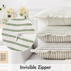 Miulee Pack Of 2 Olive Green Pillow Covers 18X18 Inch Striped Farmhouse Couch Spring Throw Pillow Covers With Fringe Chic Linen Decorative Cushion Covers For Sofa Living Room Bed Home Decor