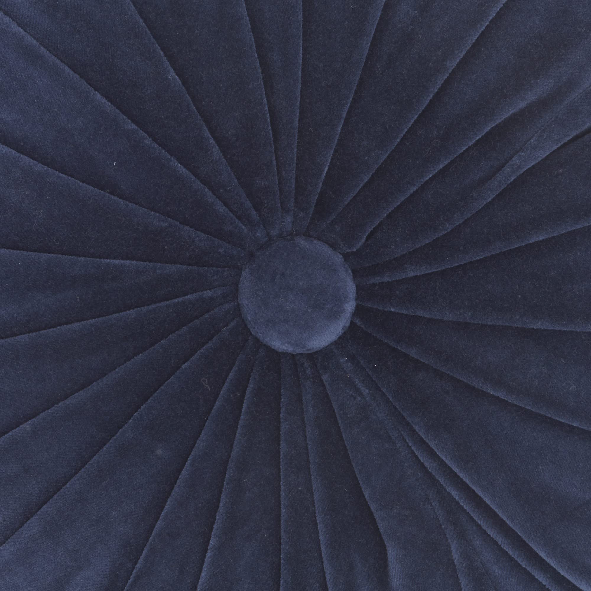 HomeRoots Multicolor Cotton Velvet Dark Blue Tufted Round Throw Pillow