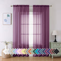 Aiyufeng Plum Purple Sheer Curtains 84 Inches Long 2 Panels, Solid Voile Top Dual Rod Pockets Stylish Breathable Drapes Window T