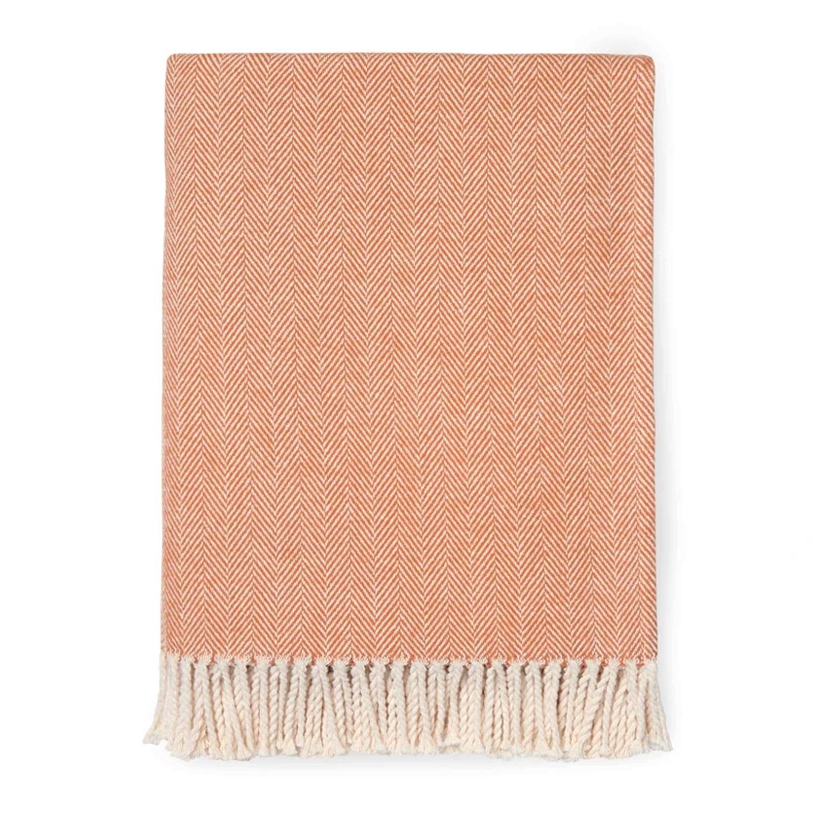 Sferra Celine Herringbone, 100% Cotton Throw Blanket - Paprika