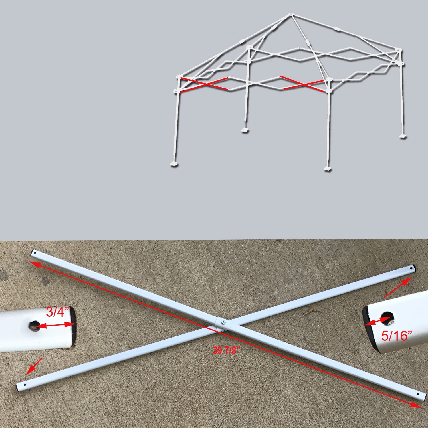 Generic Replacement Side Truss Bar for Ozark Trail Coleman 10x10 Canopy Gazebo, Metal, White, 39 7/8 Size