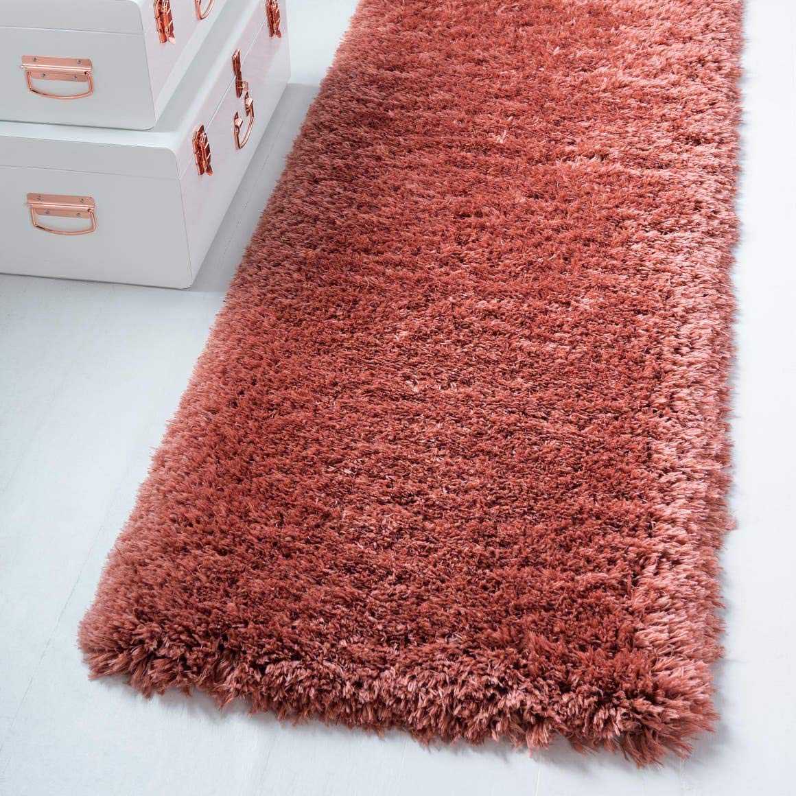 Rugs.com Infinity Collection Solid Shag Area Rug 6 Ft Runner Vintage Rose Shag Rug Perfect for Hallways, Entryways