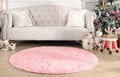 KIXINWA Pink Round Rug, 5X5 Feet Fluffy Circle Area Rug for Kids Room Bedroom Living Room Home Decor, Super Soft Cute Non Slip C