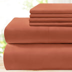 Bysure 6 Pieces Bed Sheets Set(Full, Terracotta) - Hotel Luxury Super Soft 1800 Thread Count 100% Microfiber Sheets With Deep Po