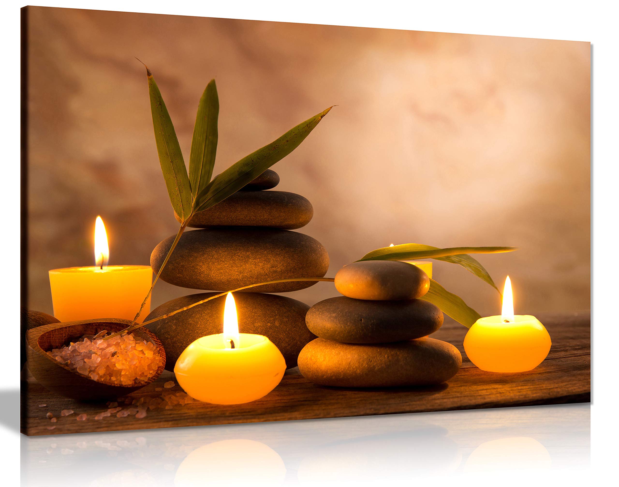 Aromatic Candles & Zen Stones Canvas Wall Art Picture Print (30x20in)