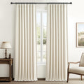 QJmydeco Linen Blend Cream Colored Curtains 102 Inches Long for Dining Room 2 Panels Set, Blackout Farmhouse Country Pleated Win