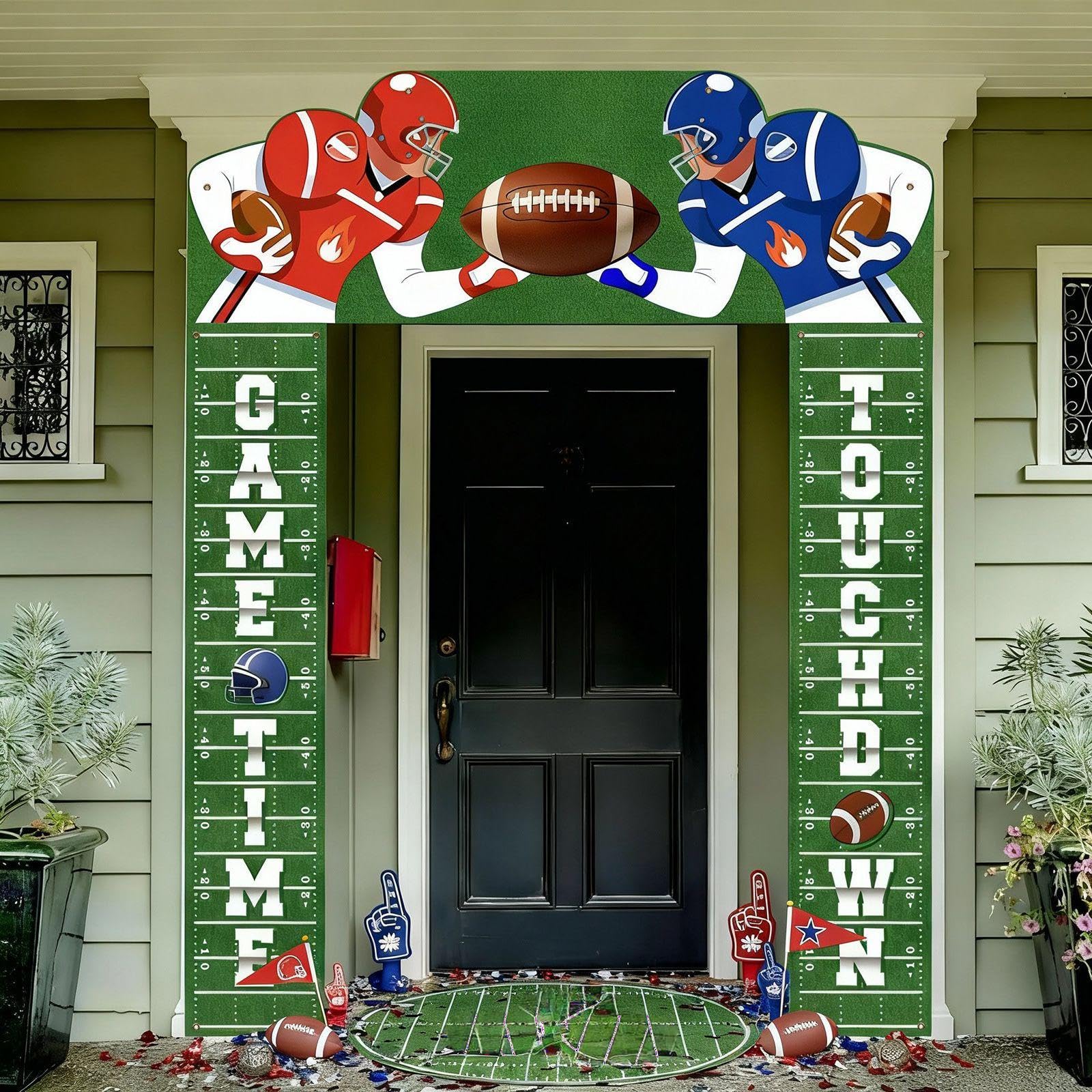Gilprop 3 Pcs Football Party Decorations Porch Sign Banner Football Welcome Door Cover Banner for Birthday Decoration Party Favo