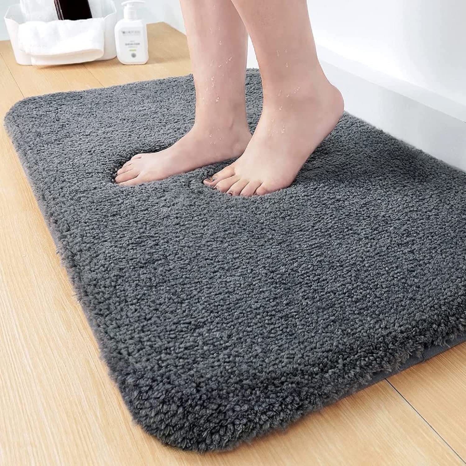 BSPS Microfiber Water Absorb Paidan/Door Mats for Home and Kitchen Rubber Backing Bath Mat, Size 40X60 cm, Grey