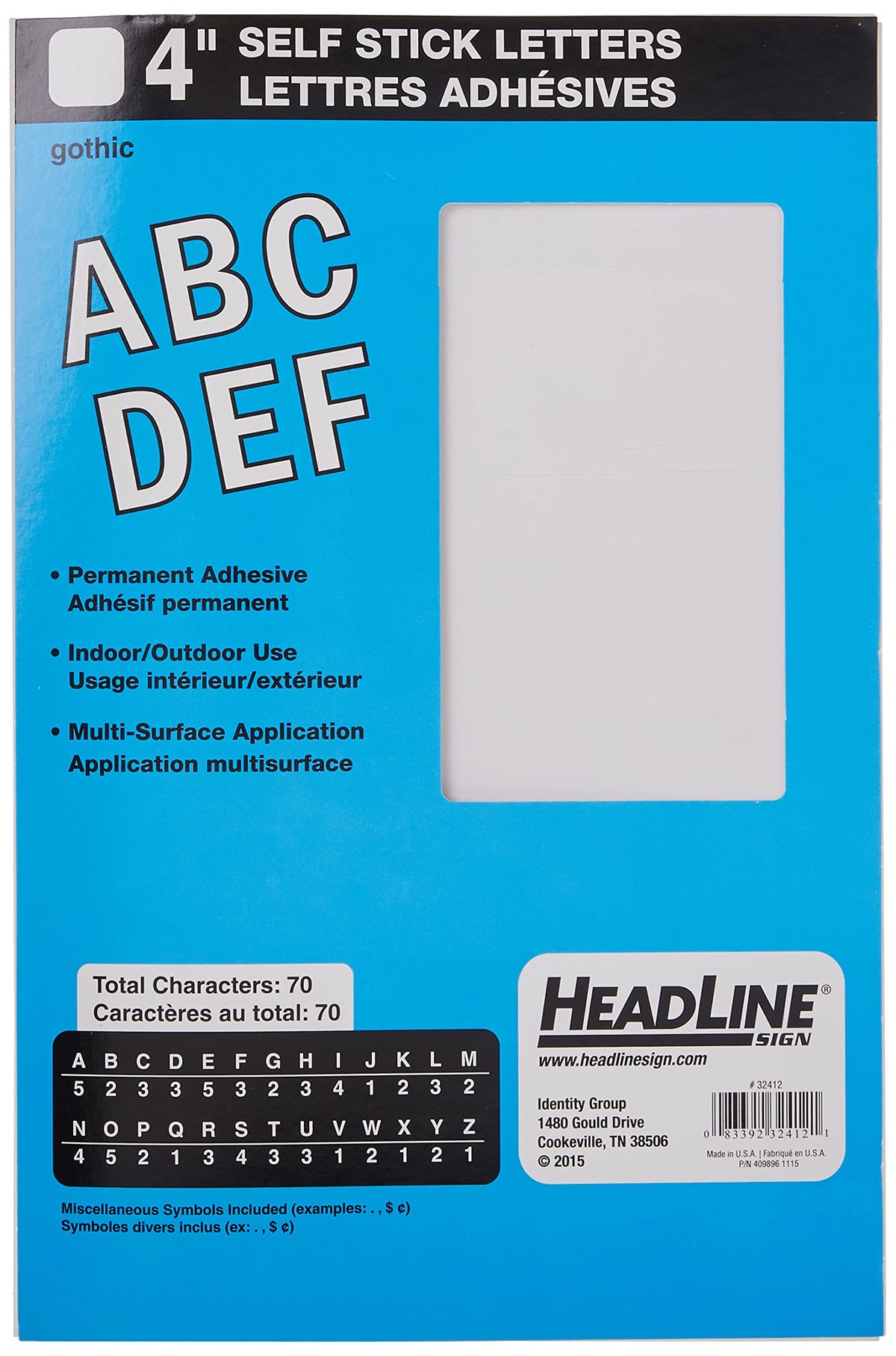 Headline Sign 32412 Stick-On Vinyl Letters, White, 4-Inch, Made in USA
