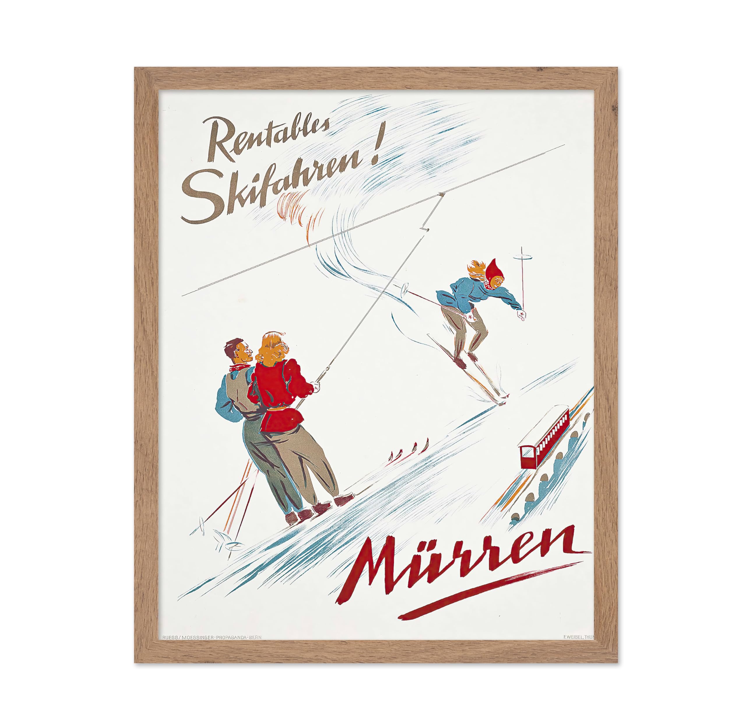 Poster Master Vintage Travel Poster - Retro M?ren Switzerland Print - Ski Art - Gift for Men, Women, Athlete, Travel Lover - Chi