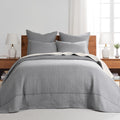 Levtex Home - Cross Stitch Grey With White Contrast Bedspread Set - Queen Quilted Bedspread And Two Standard Shams - Cross Stitc