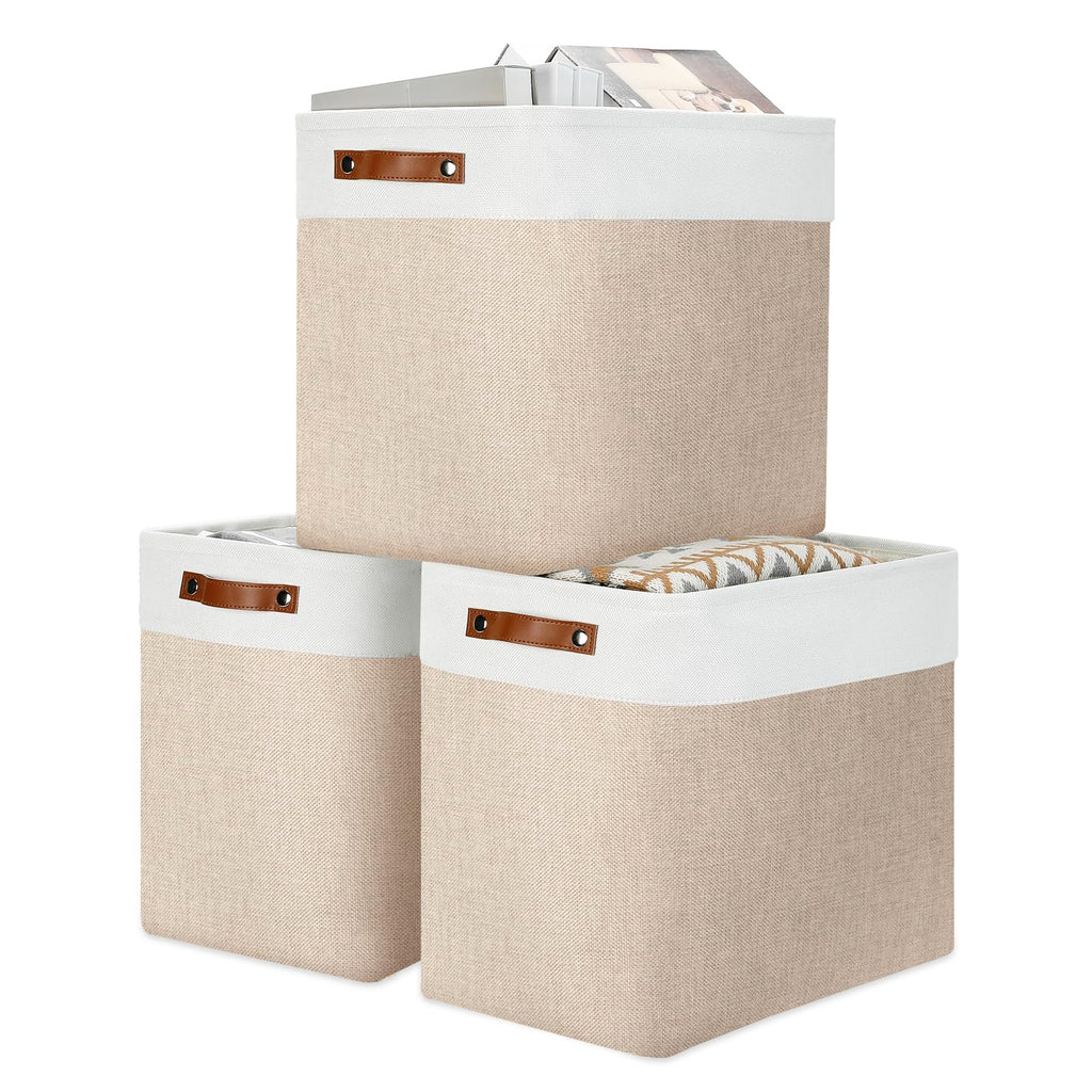 DULLEMELO Large Storage Baskets for Organizing, Canvas Storage Bins Big Baskets With Handles for Shelf Clothes Empty Gift Basket