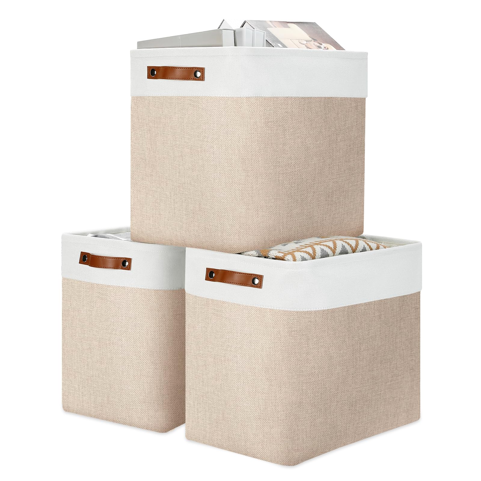 DULLEMELO Large Storage Baskets for Organizing, Canvas Storage Bins Big Baskets With Handles for Shelf Clothes Empty Gift Basket