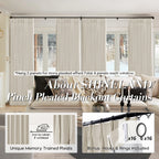 Shineland Beige Blackout Curtains 96 Inches Long For Farmhouse Living Room,Light Blocking Linen Pinch Pleated Shabby Chic Curtains For Bedroom Farm House 2 Panels Set