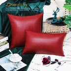 Brawarm Christmas Red Leather Throw Pillows 12 X 20 Inches, Snake Leather Pillow Covers Pack Of 2, Faux Leather Decorative Lumba