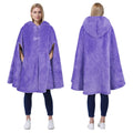 Catalonia Women'S Lavender Poncho Cape, Sherpa Fleece Cloak Coat, Snuggly Hooded Wearable Blanket, Gift Idea For Mom And Teen Gi