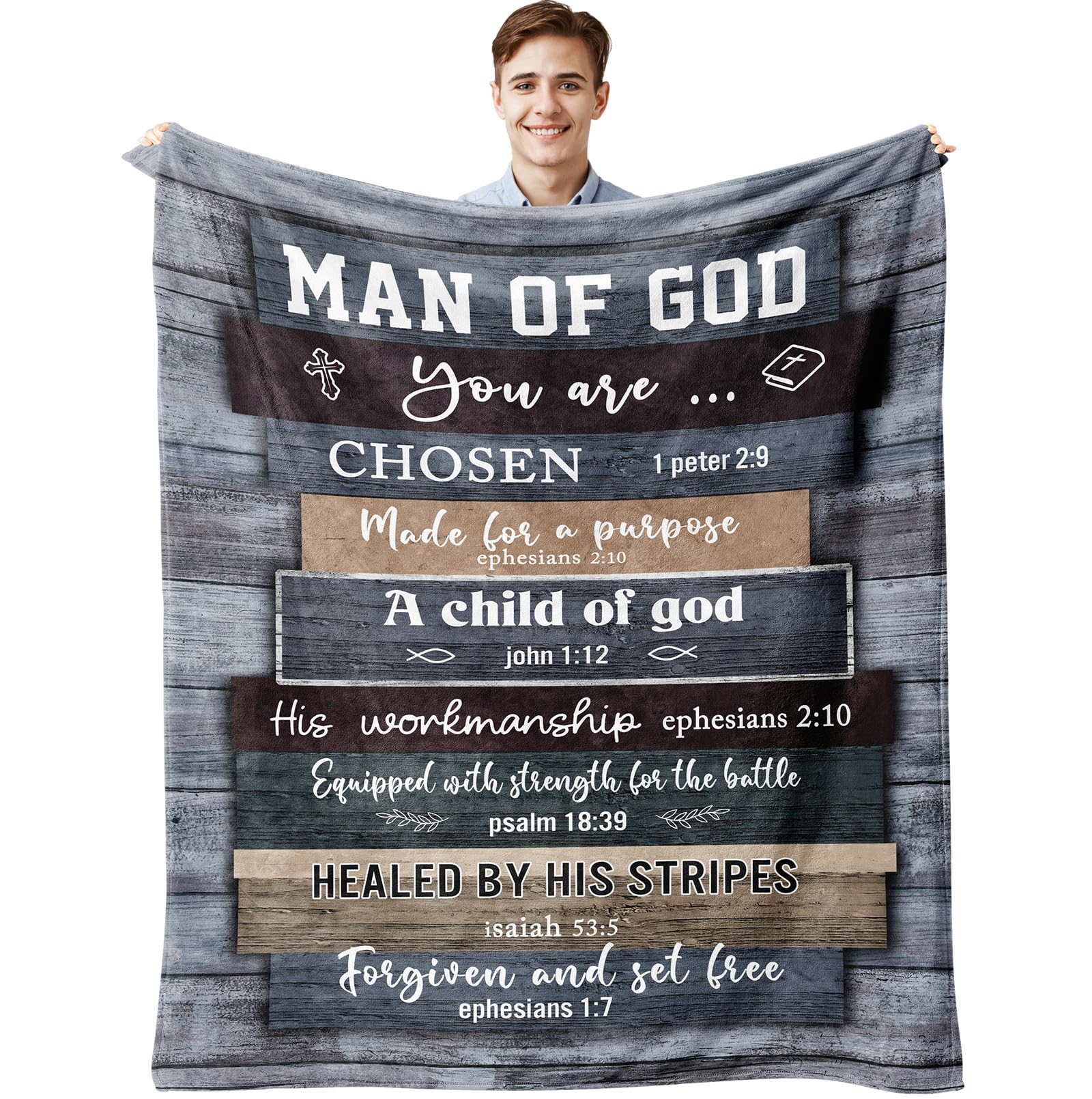 Muxuten Christian Gifts For Men, Christian Gift Blanket 60'X50', Religious Gifts For Men, Bible Gifts, Catholic Gifts, Spiritu