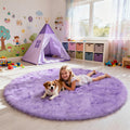yulidayang Purple Fluffy Round Area Rugs for Bedroom,3'X3'Shag Circle Area Rugs for Girls Room,Non Slip Fuzzy Plush Rug for Kids