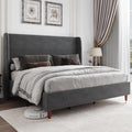 Jocisland King Size Bed Frame Upholstered Bed Frame King Platform Bed with Wingback Headboard/No Box Spring Needed/Easy Assembly