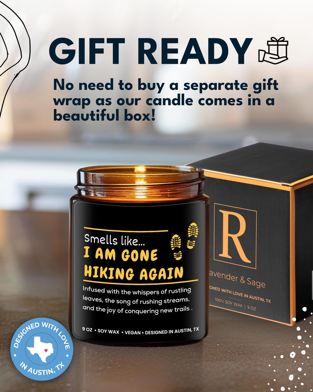 Hiking Candle, Best Hiking Gifts For Men & Women, Unique Hiker Gifts For Him & Her, Cool Gifts For Hikers, Hiking Themed Gifts F