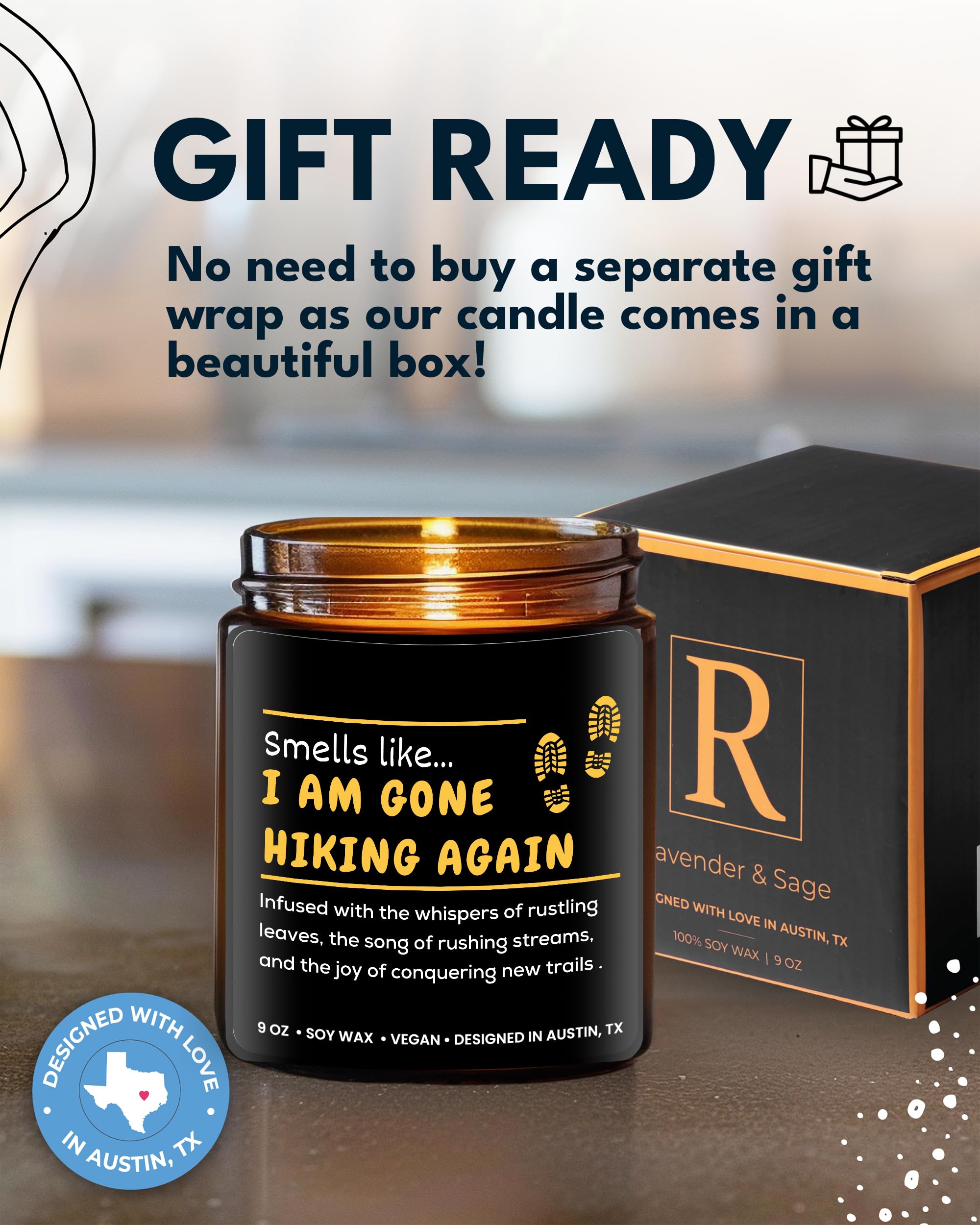 Hiking Candle, Best Hiking Gifts For Men & Women, Unique Hiker Gifts For Him & Her, Cool Gifts For Hikers, Hiking Themed Gifts F