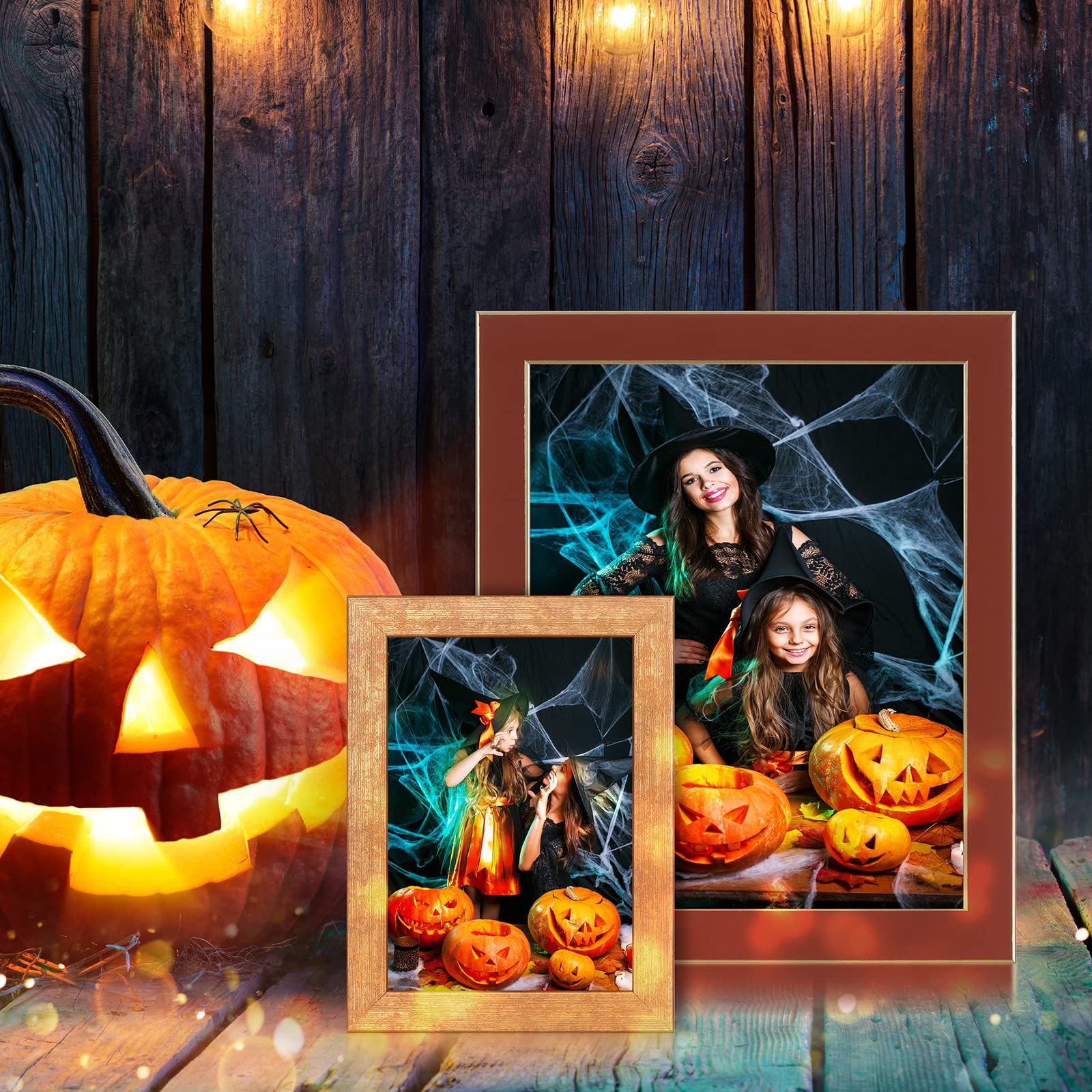 CORE ART 4x4 Picture Frame Set of 2, Gold Colorful Square Frames with HD Plexiglass, Wall or Tabletop Display