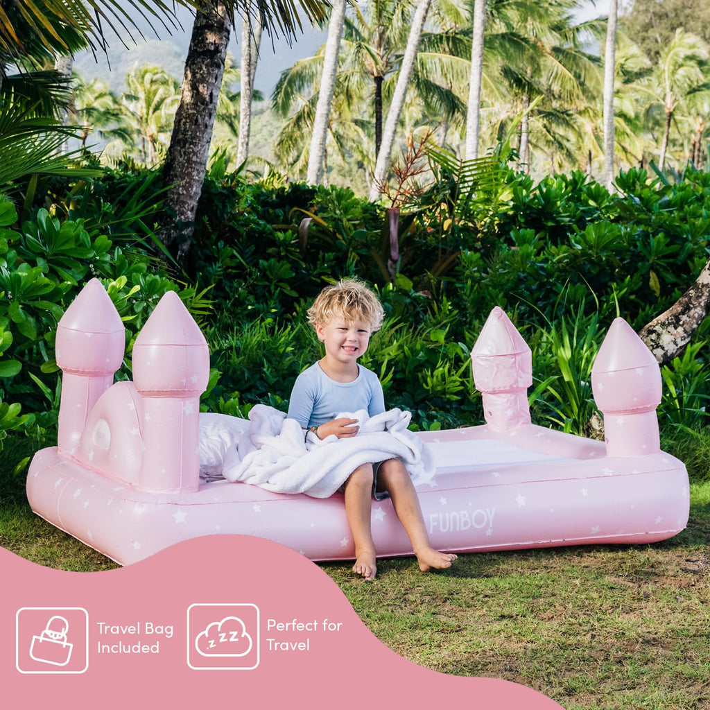 FUNBOY Kids Castle Sleepover Air Mattress Twin Pink Viscose Long Tow