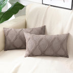 Decoruhome Throw Pillow Covers 12X20 Inch Set Of 2, Soft Plush Faux Fur Wool Lumbar Khaki Couch Pillow Covers, Decorative Pillow Cases For Bed Sofa Living Room Home Decor
