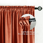 Miulee Burnt Orange Velvet Curtains Thermal Insulated Blackout Curtain Fall Drapes For Bedroom Living Room Darkening 84 Inches Long Rust Terracotta Panels Rod Pocket Set Of 2