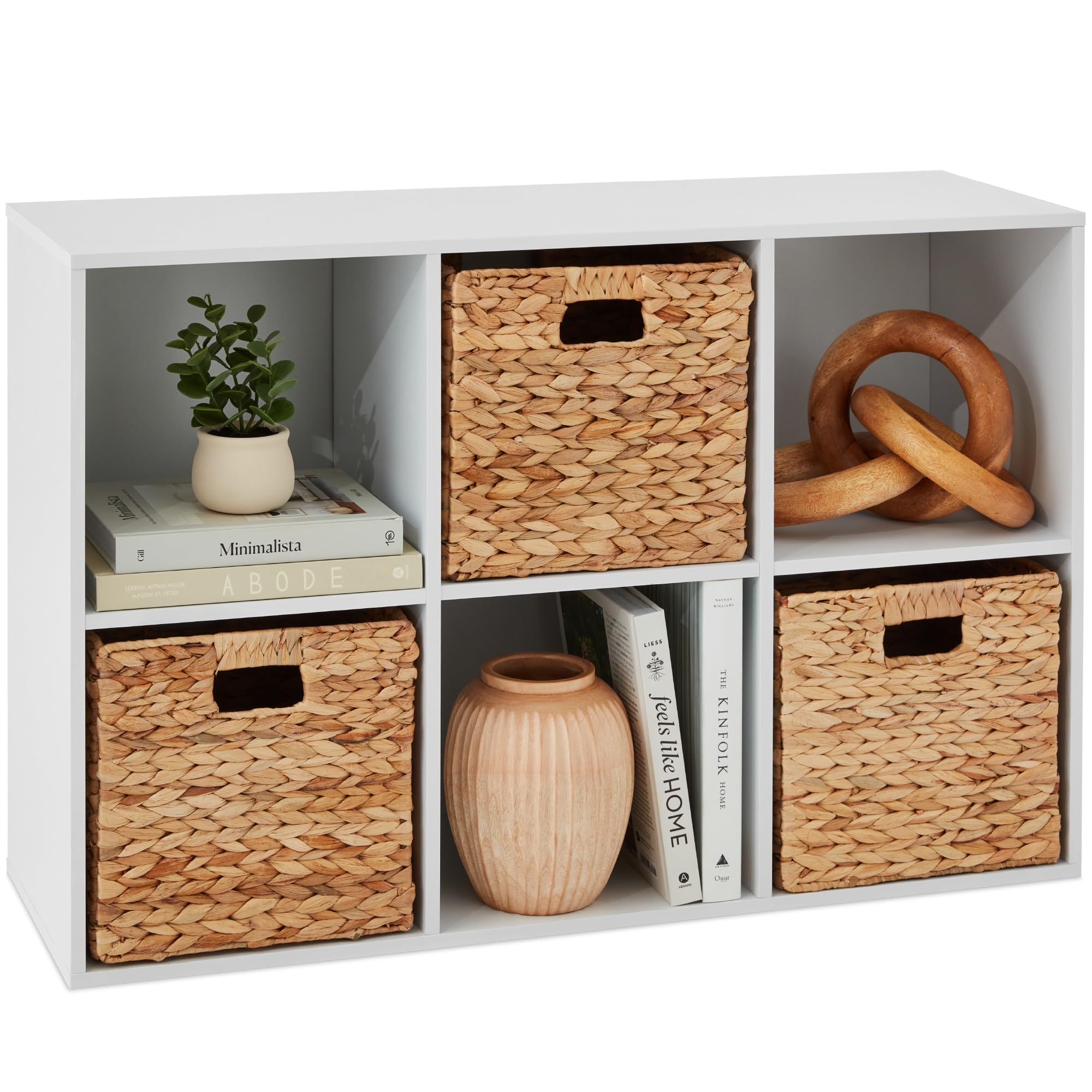 Best Choice Products 6-Cube Storage Organizer, 11In Shelf Opening, Bookcase, Display Shelf, Customizable W/ 3 Removable Back Panels – White