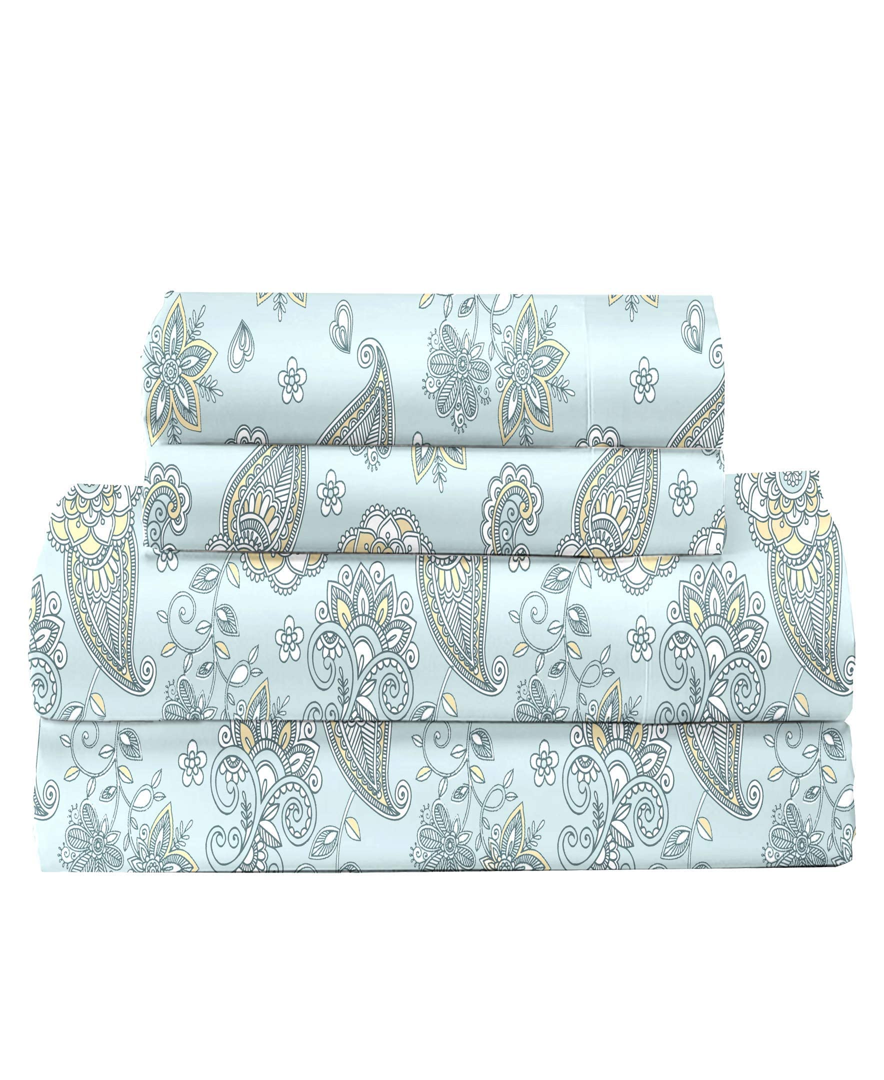 Feather & Stitch Softest 100% Cotton Sheets, Twin Size Sheet Sets, 3 Pc Set, 300 Thread Count Percale Weave Bedding, 16' Deep Pocket, Cooling Sheets, Twin Size Sheets, Breathable Bed Set (Diamond)