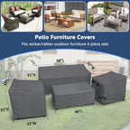 Startwo Patio Furniture Covers, 4 Piece Heavy Duty Waterproof Outdoor Furniture Cover With Windproof Buckle Strap, For Lawn Rattan Wicker Couch Chair Set, Grey