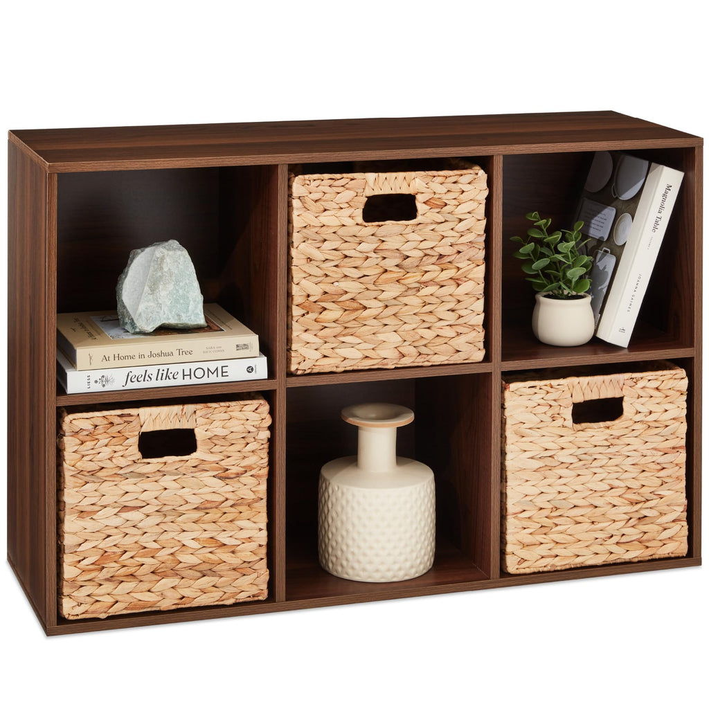 Best Choice Products 6-Cube Storage Organizer, 11In Shelf Opening, Bookcase, Display Shelf, Customizable W/ 3 Removable Back Panels – Walnut