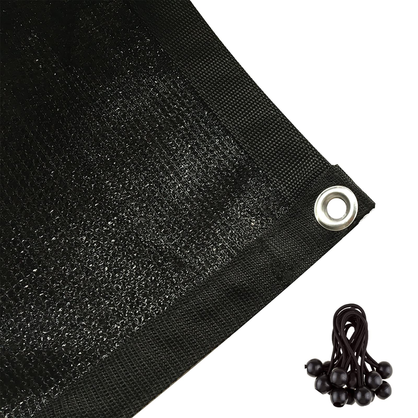 Shatex 90% Shade Cloth 10x16ft Hanging-up Sunblock Shade Panel, Black, 12 Bungee Balls