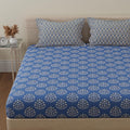 Huesland By Ahmedabad Cotton 144 Tc Double Bedsheet Cotton With 2 Pillow Covers | Blue & White