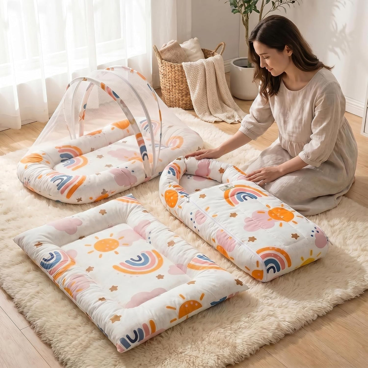 Staranddaisy Baby Bedding Set For New Born With Sleeping Bag, Mosquito Net & Bedding Set | Baby Sleeping Bag For New Born | Baby